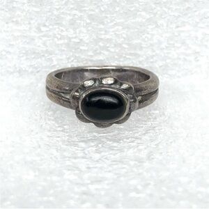 Vintage Black Stone Sterling Silver Ring Size 6